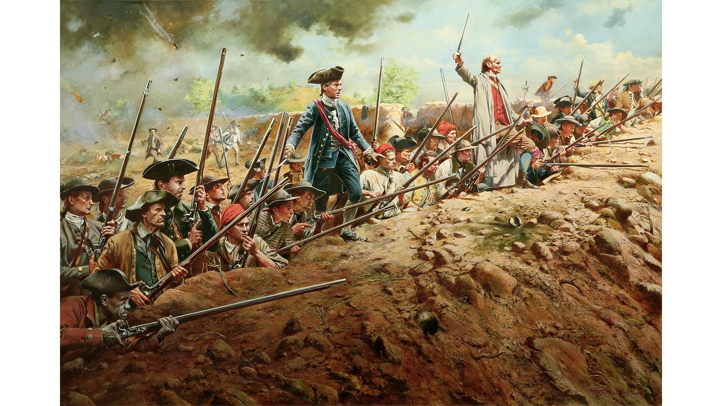 Battle Of Bunker Hill painted by Don Troiani on loan from Mrs. Richard Ulbrich.