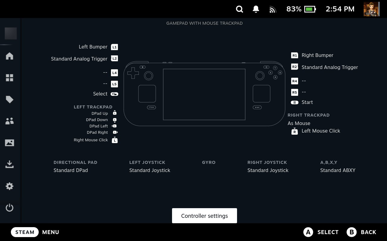 Heroic Games Steam Deck Controller Settings