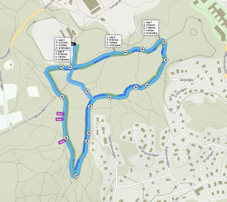 Route map of Huddinge parkrun