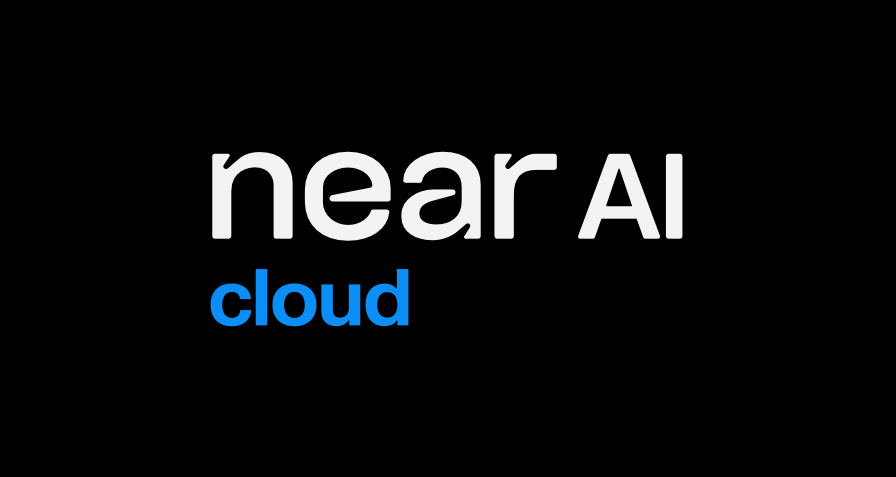 Minimalist visual showing the text "near AI cloud" on a black background, representing NEAR AI Cloud infrastructure for running AI models and agents Minimalist visual showing the text "near AI cloud" on a black background, representing NEAR AI Cloud infrastructure for running AI models and agents