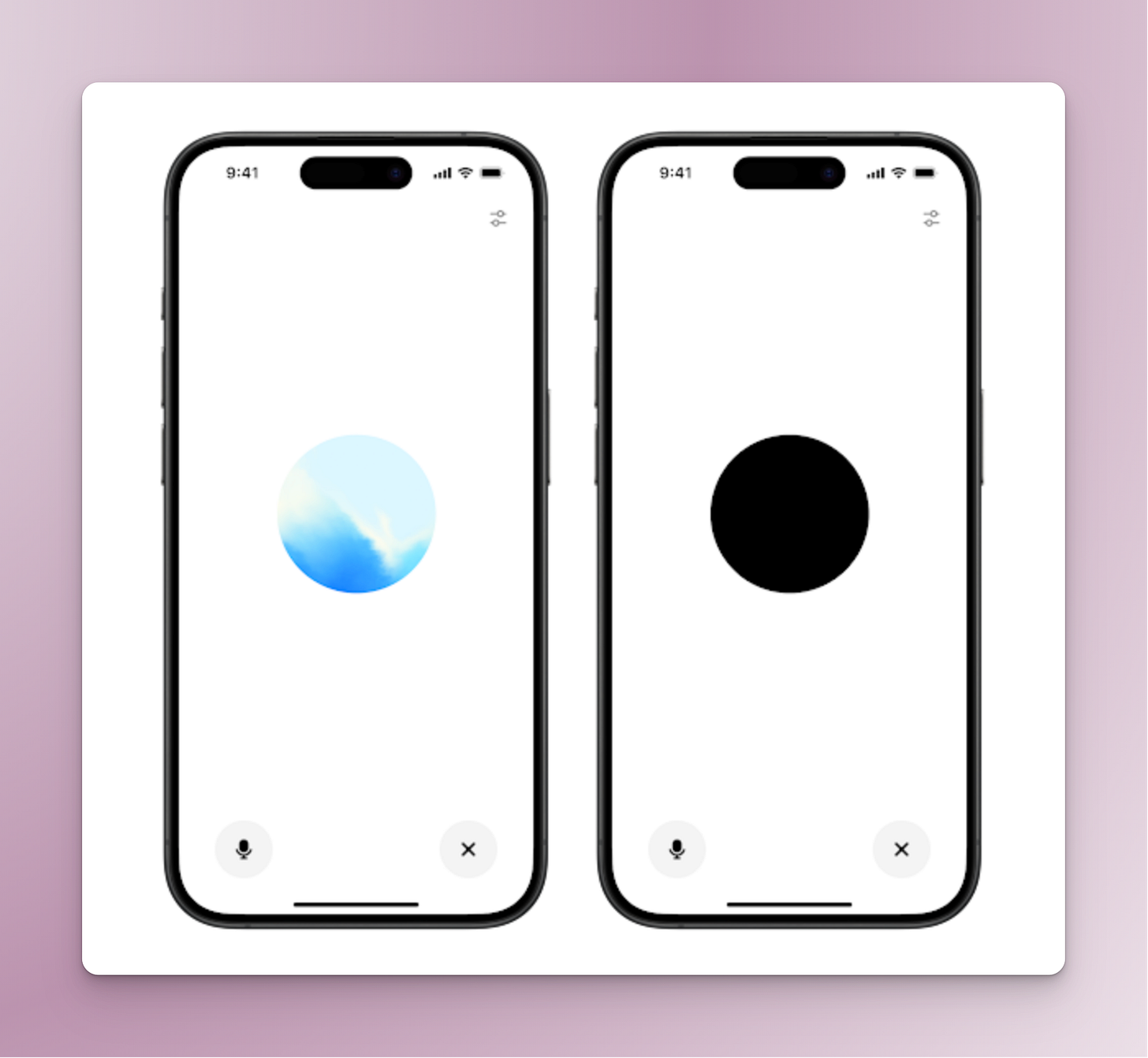 Two screenshots of the ChatGPT voice feature. One shows the advanced feature with the blue dot and the other shows the black dot which is the original voice feature. Two screenshots of the ChatGPT voice feature. One shows the advanced feature with the blue dot and the other shows the black dot which is the original voice feature.