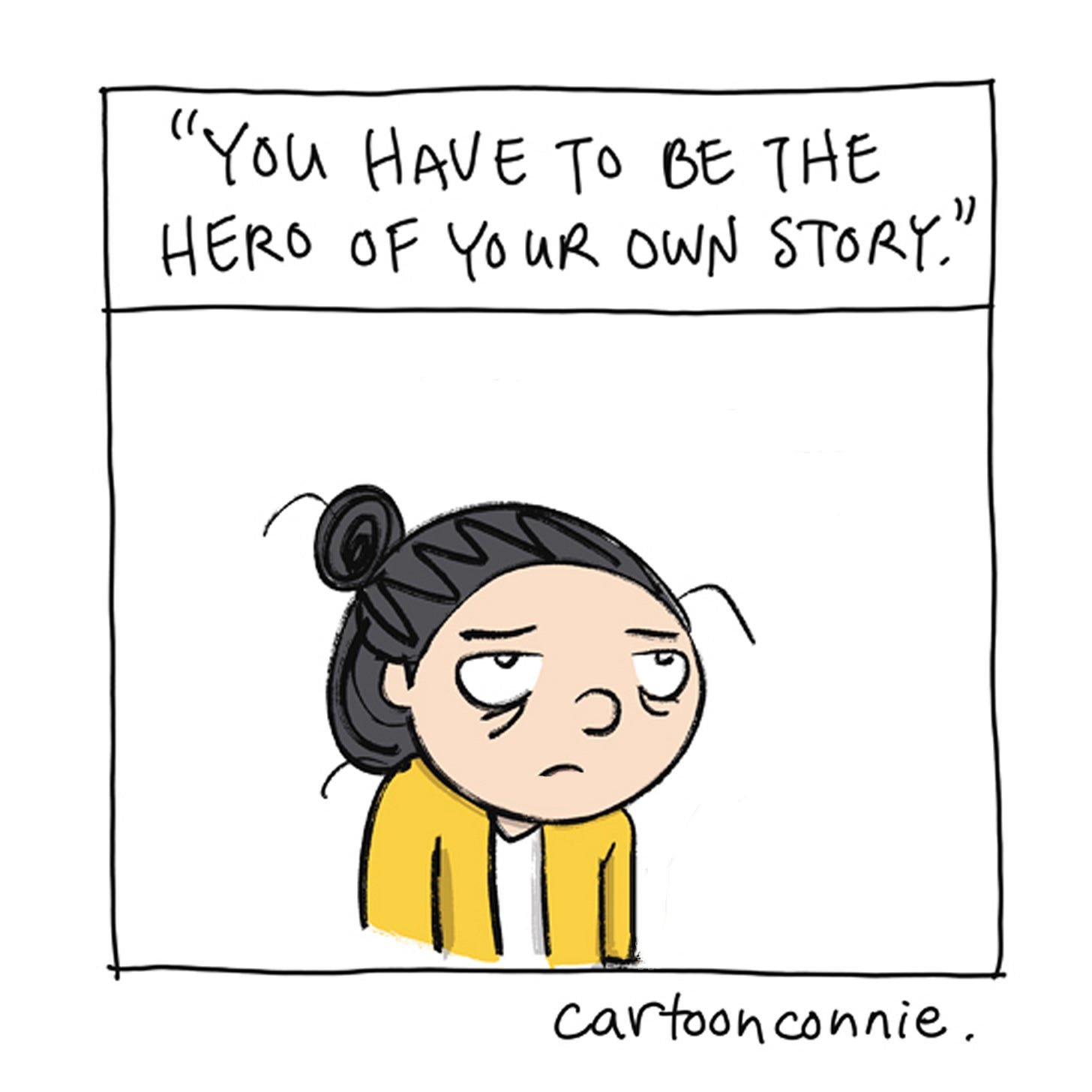 Panel 3/6 of a comic strip titled "The Life of a Writer," 2026, by Connie Sun, cartoonconnie, featuring a cartoon girl talking to an elephant in the artist's signature style.