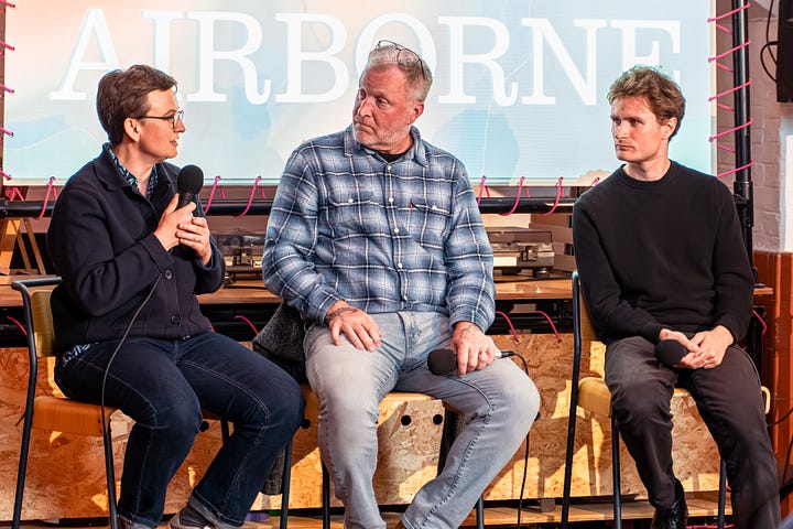 A collection of images from the launch event for The Break—Down's third issue, showing the audience and panelists Daniela Gabor, Geoff Mann and Oliver Eagleton.