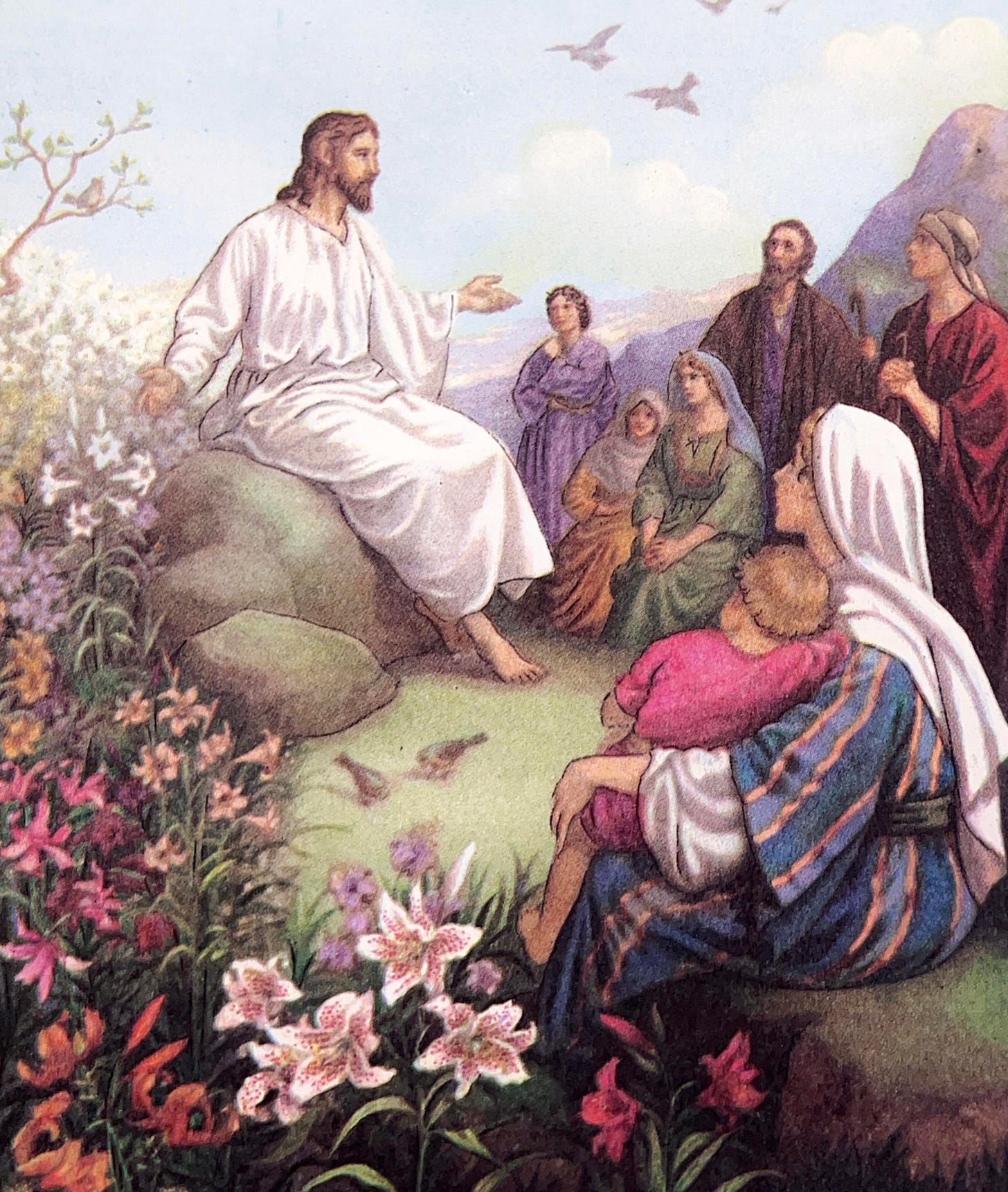 Jesus: You know, I've gone a bit long with my “consider the lilies of the  field” teaching, so I'm going to just let Paul explain several years from  now how women are