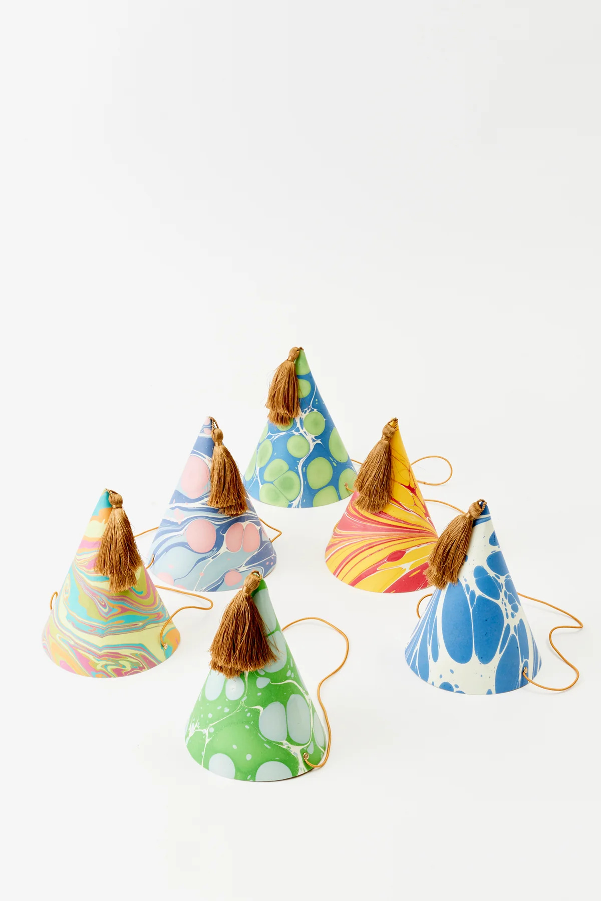 Marbled paper party hats