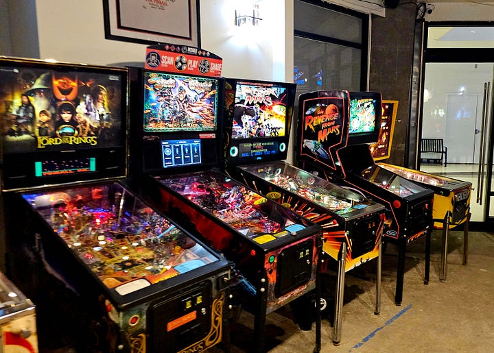 Photo of Vuk's Interior; showing various pinball machines
