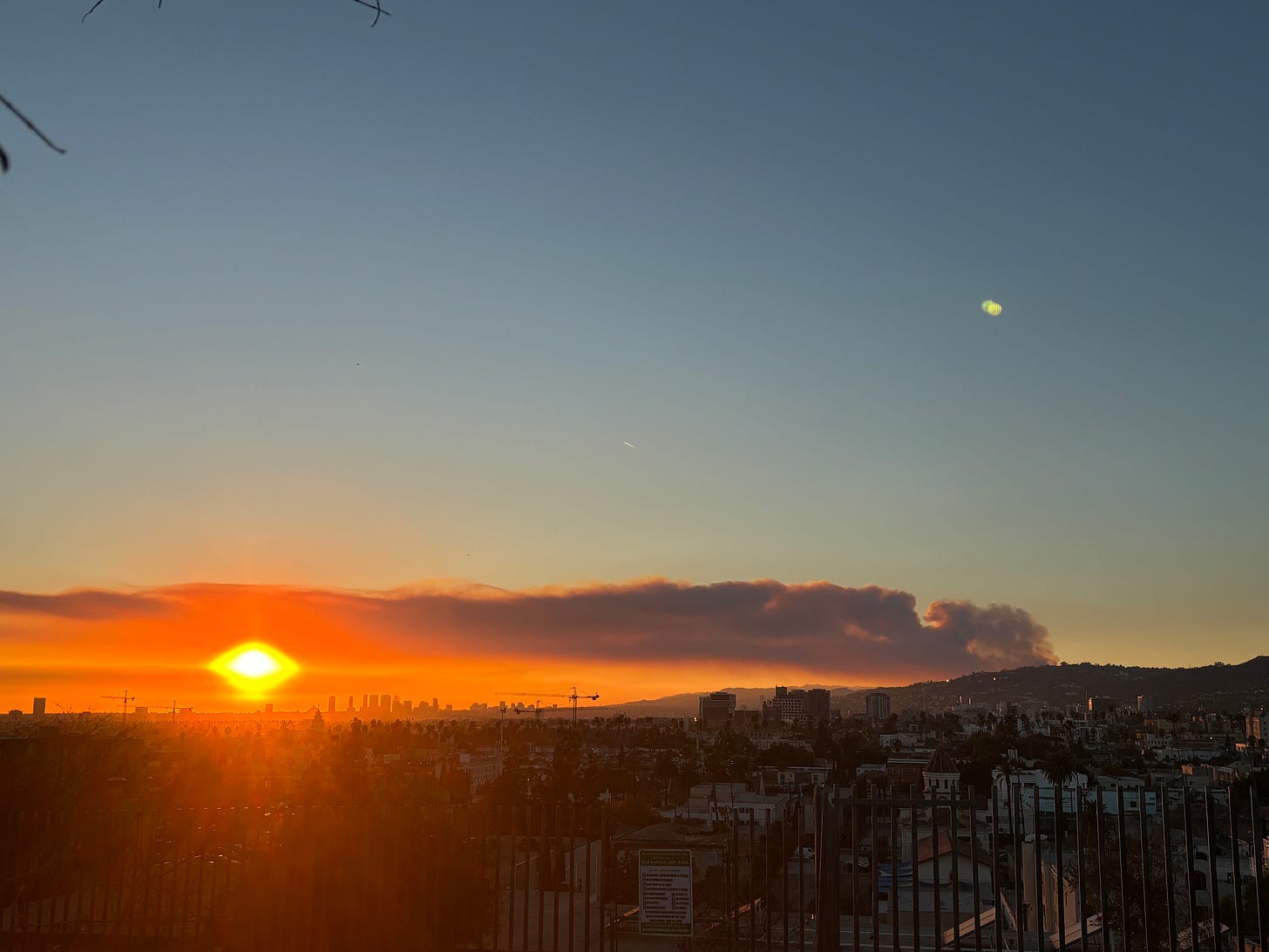 A smokey sunset in LA, January, 2025