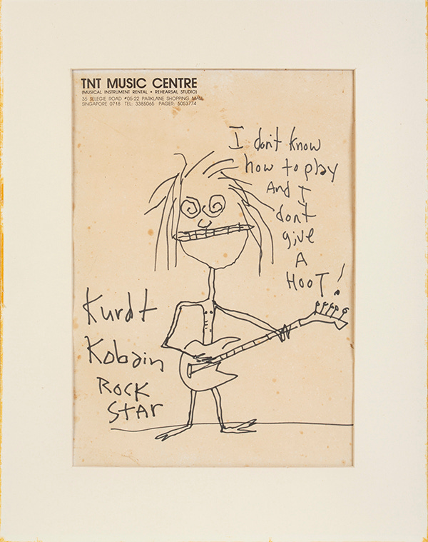Kurt Cobain self-portrait doodle Singapore 1992 TNT Music Centre up for auction Julien's Auctions