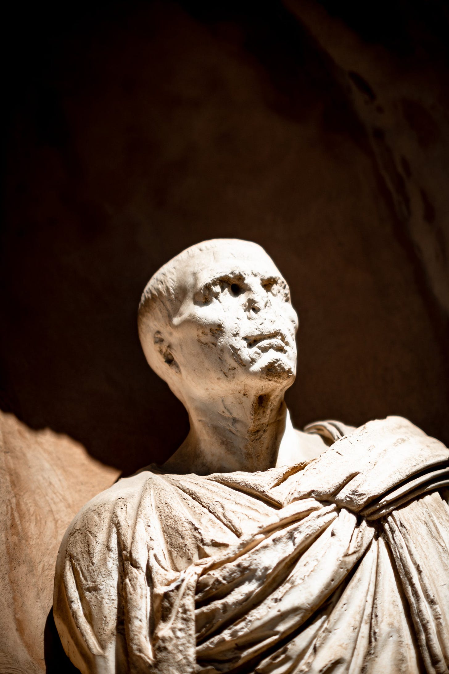 Ancient Marble Bust in Shadow