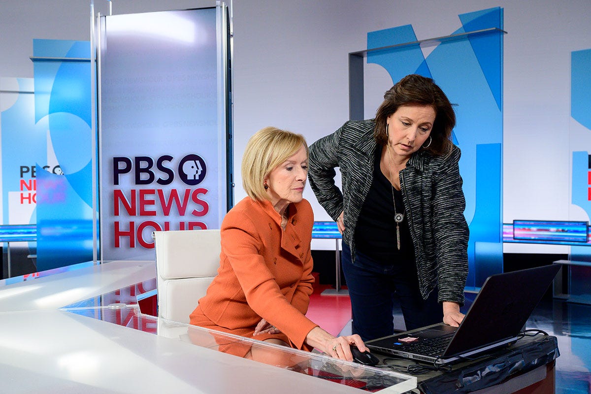 judy woodruff and sarah just looking at a computer