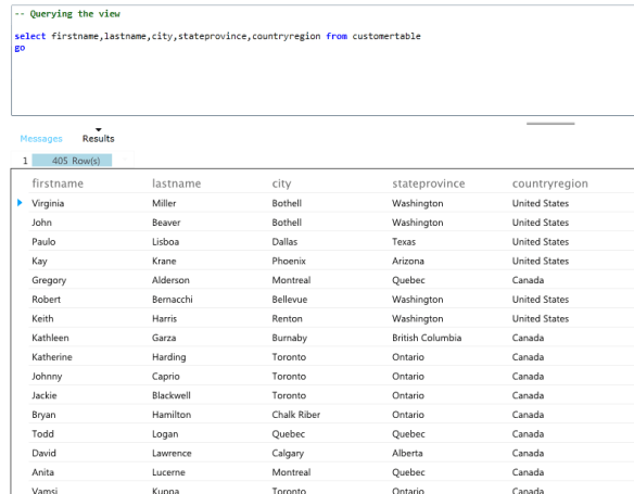 querying the sql azure view querying the sql azure view
