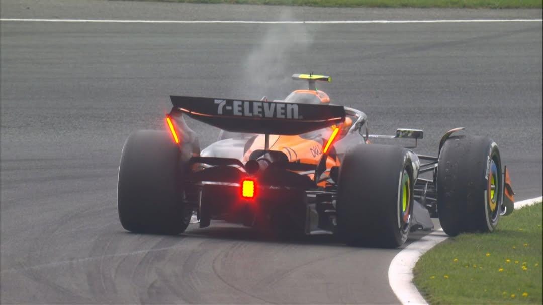 Lando Norris retires from the race due to smoke and oil leak in the car. | Credit: Formula One