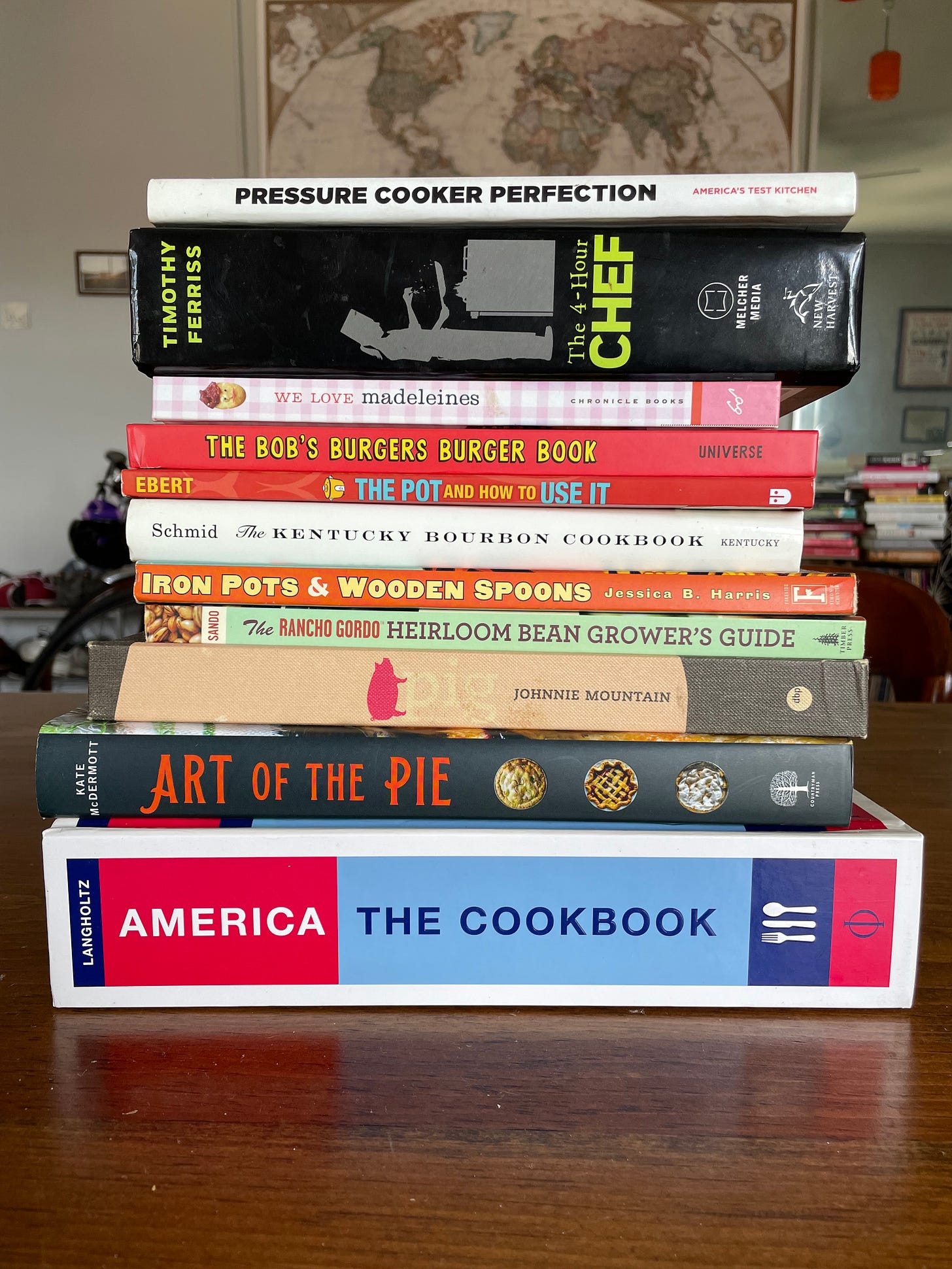 Stack of cookbooks
