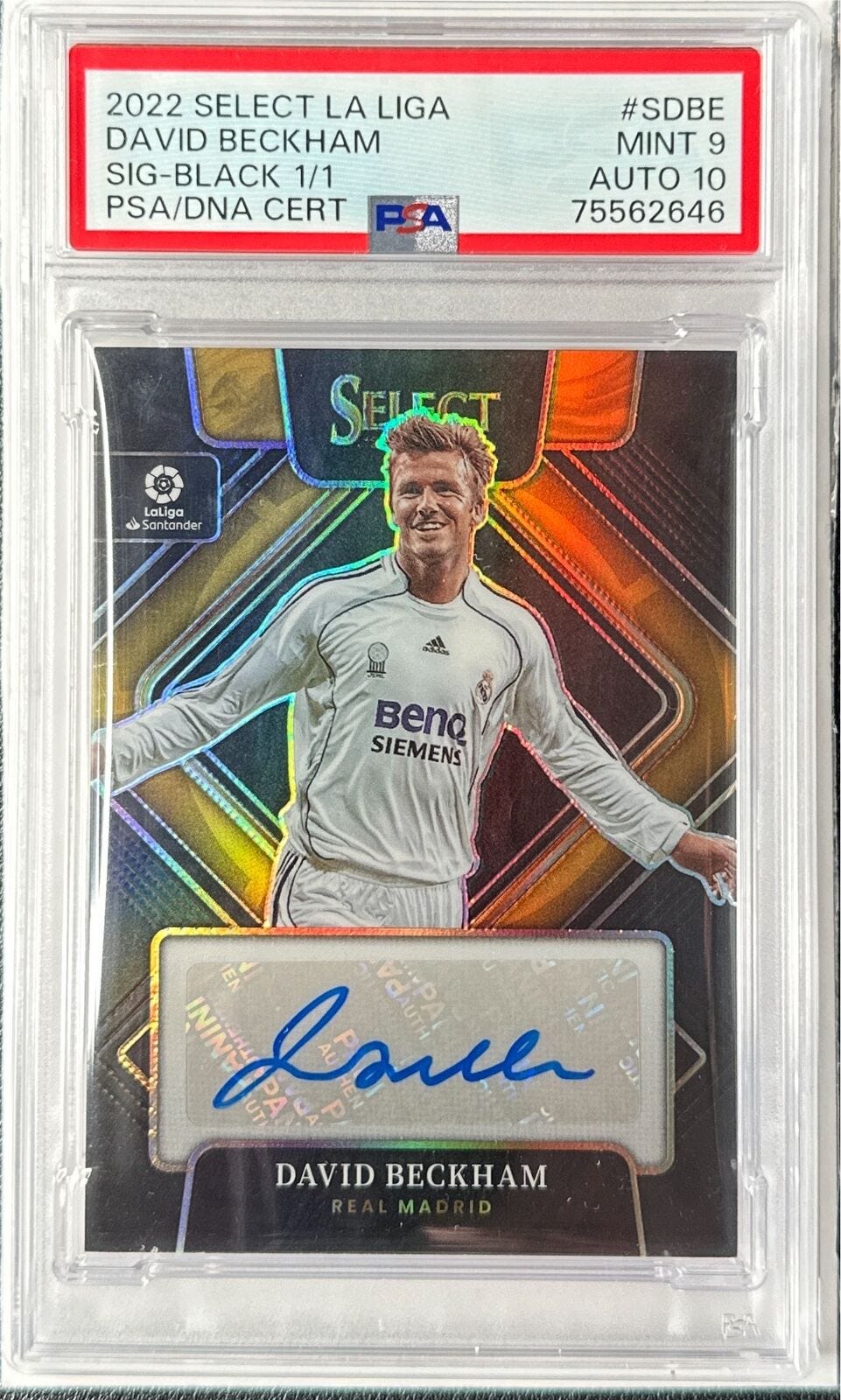 2022-23 Select La Liga David Beckham Signatures Black Prizm # 1/1 PSA 9 Auto 10 - Picture 1 of 2