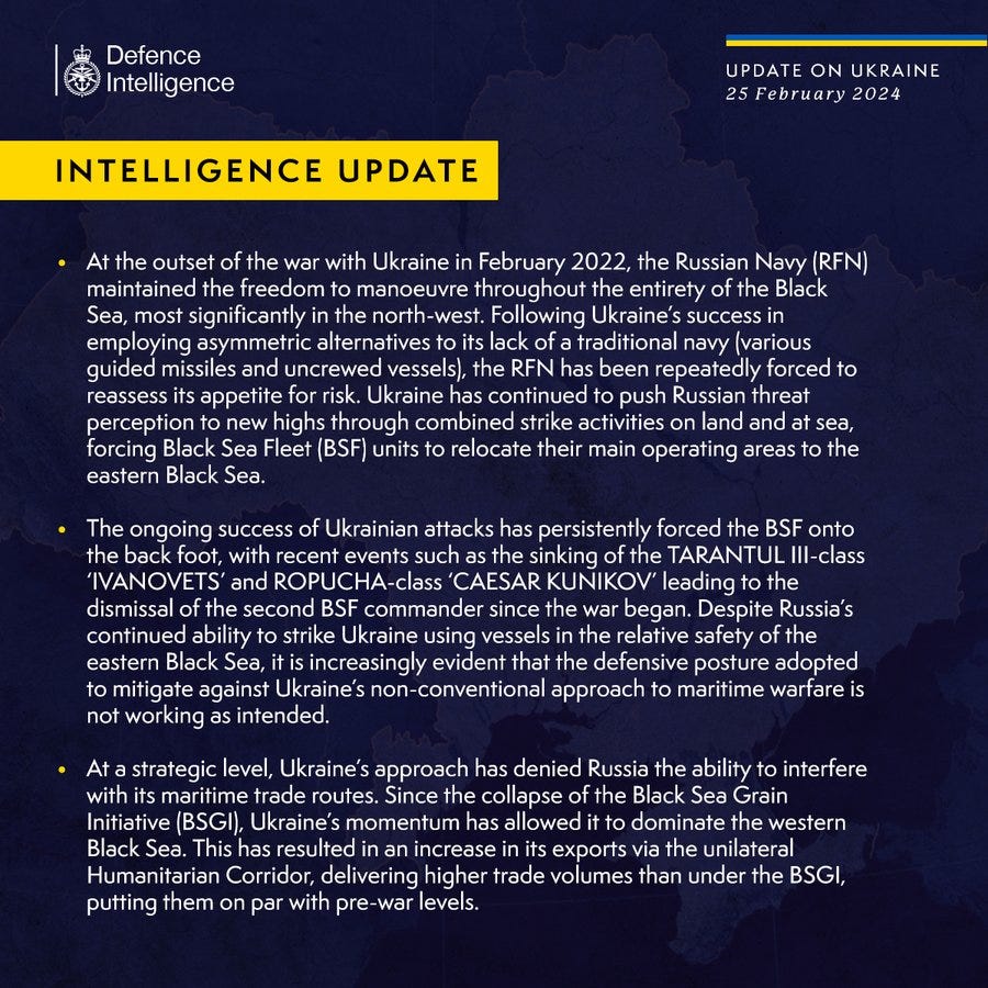 At the outset of the war with Ukraine in February 2022, the Russian Navy (RFN) maintained the freedom to manoeuvre throughout the entirety of the Black Sea, most significantly in the north-west. Following Ukraine’s success in employing asymmetric alternatives to its lack of a traditional navy (various guided missiles and uncrewed vessels), the RFN has been repeatedly forced to reassess its appetite for risk. Ukraine has continued to push Russian threat perception to new highs through combined strike activities on land and at sea, forcing Black Sea Fleet (BSF) units to relocate their main operating areas to the eastern Black Sea.

The ongoing success of Ukrainian attacks has persistently forced the BSF onto the back foot, with recent events such as the sinking of the TARANTUL III-class ‘IVANOVETS’ and ROPUCHA-class ‘CAESAR KUNIKOV’ leading to the dismissal of the second BSF commander since the war began. Despite Russia’s continued ability to strike...