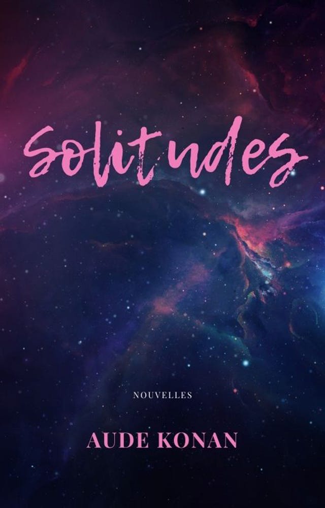 A book cover of the short stories collection Solitudes featuring a night time sky