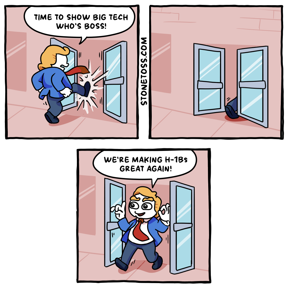 stonetoss comic about Trump and H1-Bs