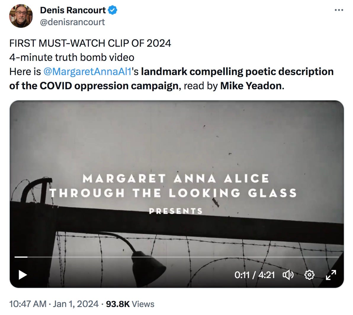 Denis Rancourt Tweet: Mike Yeadon's Reading of Mistakes Were NOT Made Denis Rancourt Tweet: Mike Yeadon's Reading of Mistakes Were NOT Made