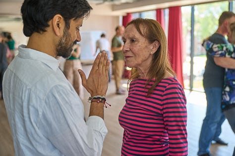 One on one conversations between trainees and learners in a studio