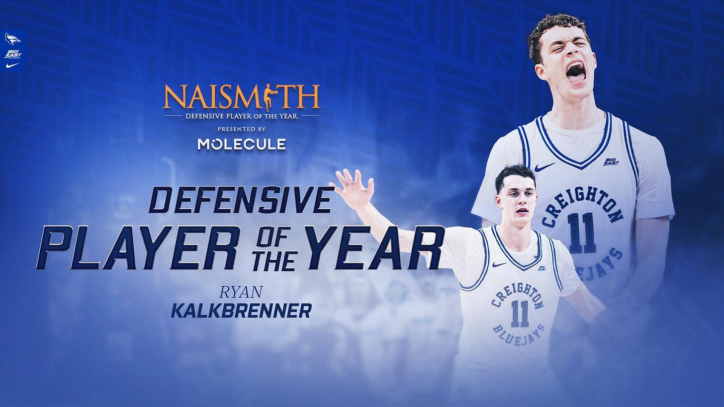 Kalkbrenner Receives Naismith Defensive Player of the Year Award -  Creighton University Athletics