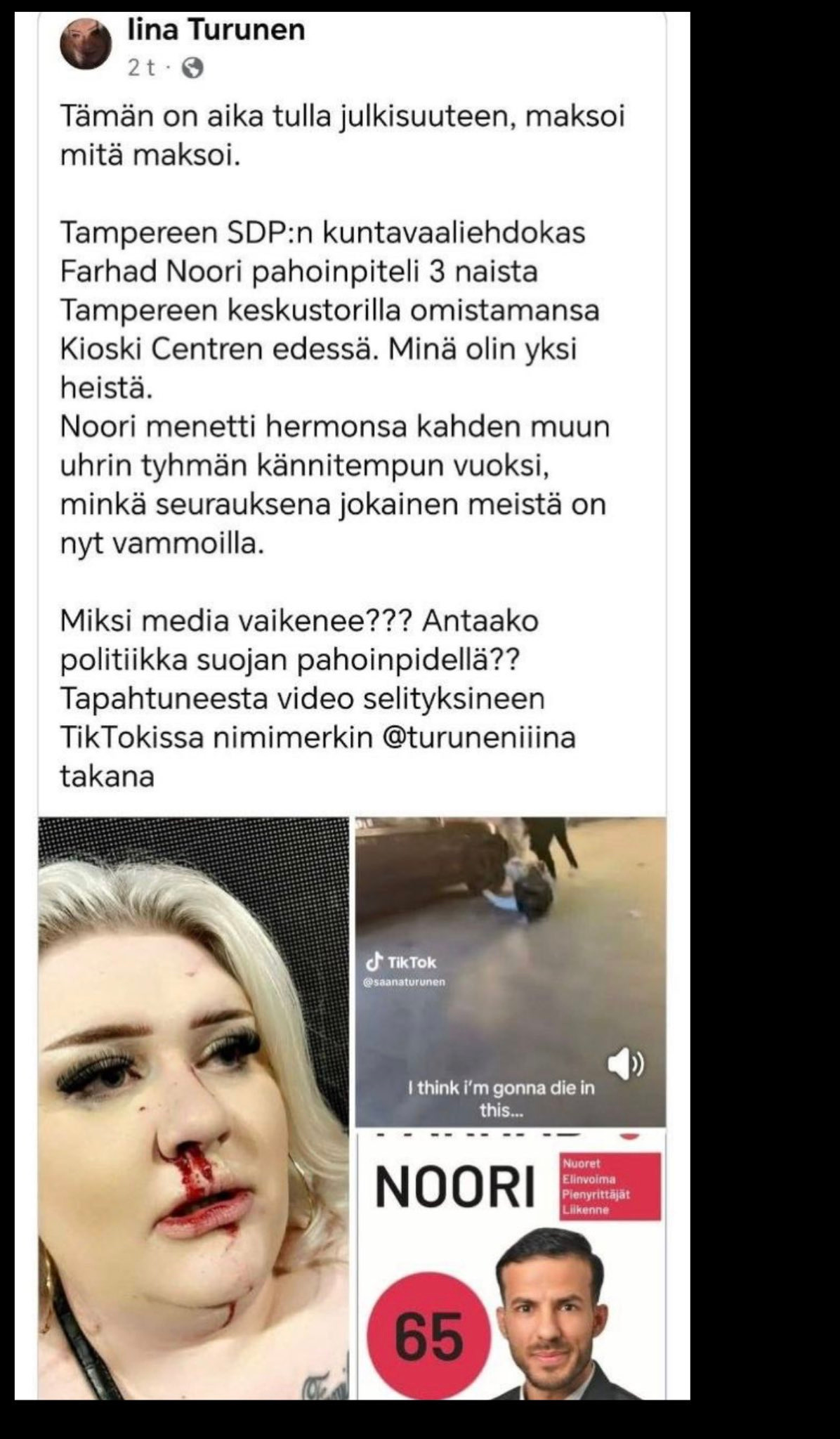“Miksi media vaikenee?”, kirjoittaa Turunen, yksi uhreista, Facebookissa.