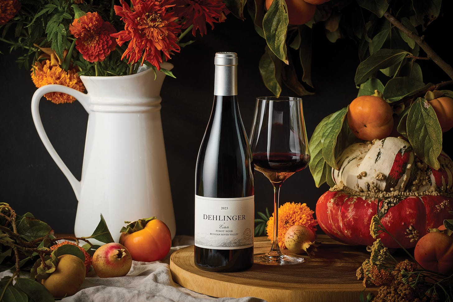 Dehlinger wines surrounded by home-grown produce Dehlinger wines surrounded by home-grown produce