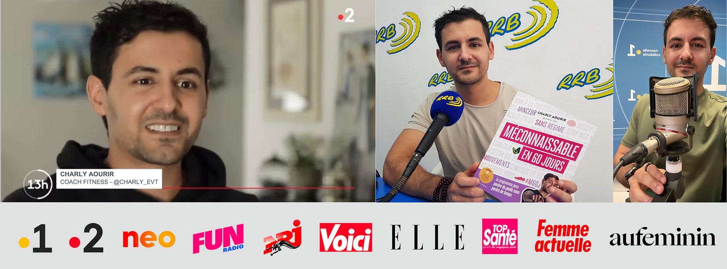 Charly Aourir sur les plateaux télé et radio, et les médias où il est intervenu