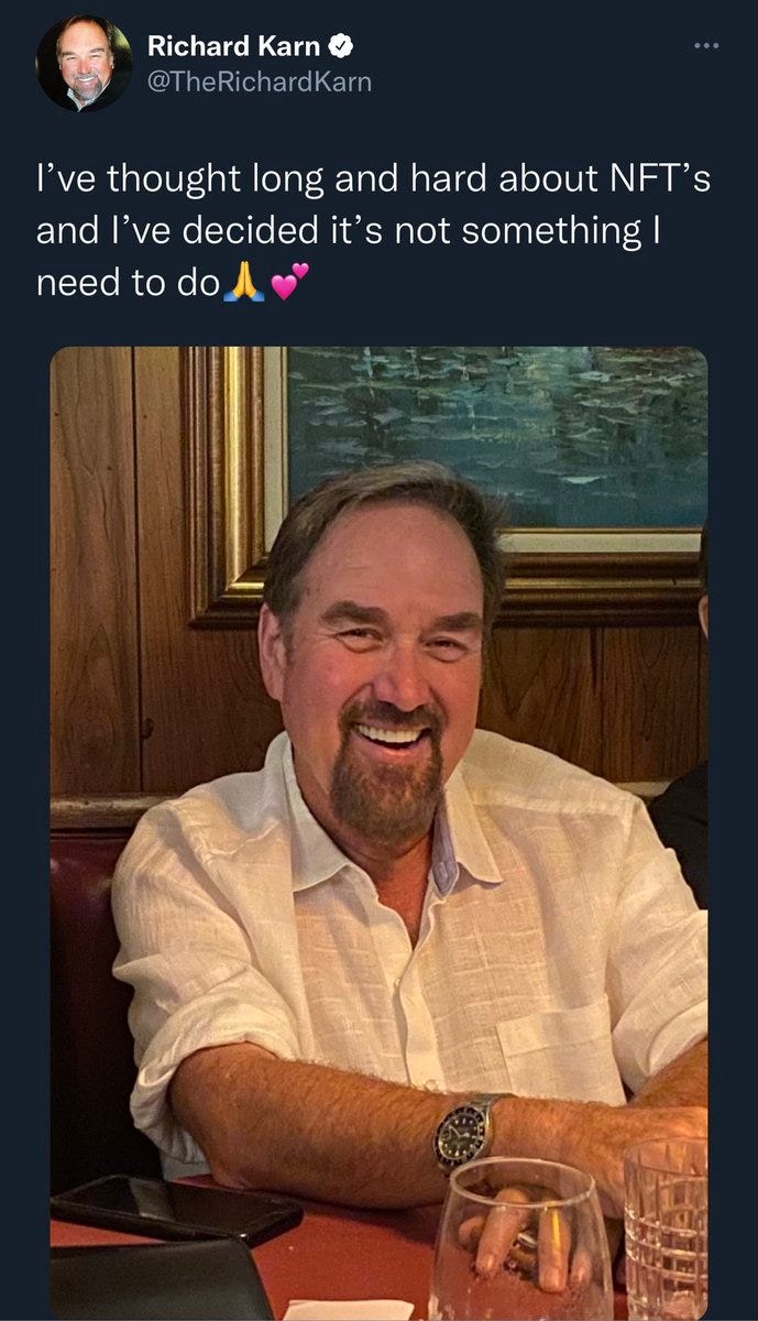Mike Beauvais on X: "Richard Karn really took a good look at NFTs and said “I don't think so, Tim.” King shit. https://t.co/qtHeQjwKDw" / X Mike Beauvais on X: "Richard Karn really took a good look at NFTs and said “I don't think so, Tim.” King shit. https://t.co/qtHeQjwKDw" / X