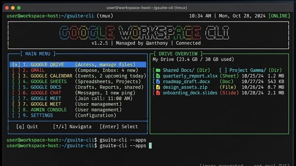 Googie Computer Terminal Google apps in the terminal - Ben's Bites
