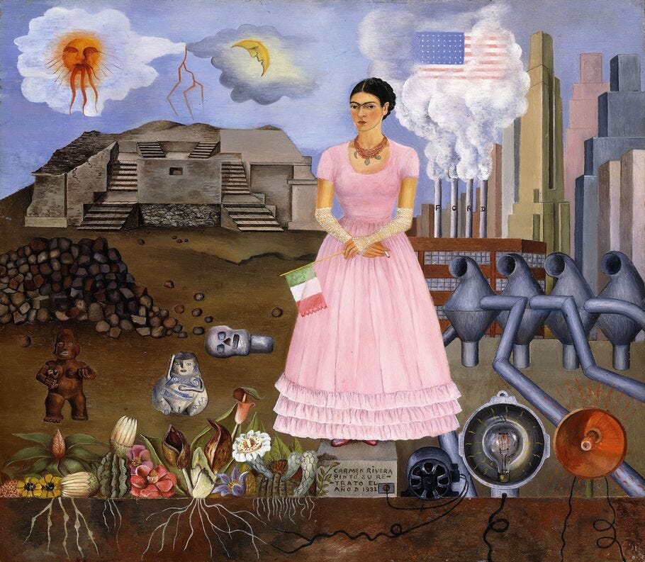 Frida Kahlo, ‘Self-Portrait on the Border Line Between Mexico and the United States’, 1932, Painting, Philadelphia Art Museum