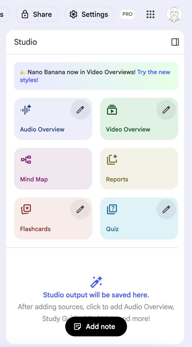 sunstone, ai, notebookLM studio panel