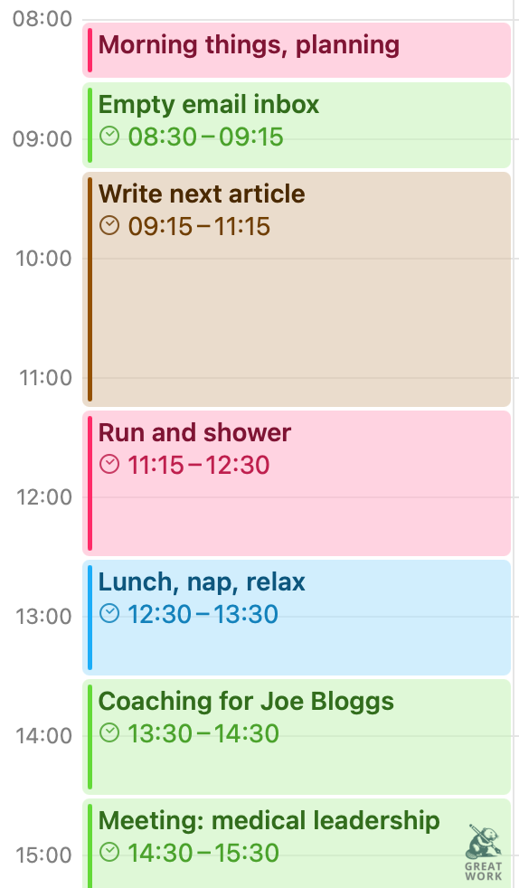 Illustration of a time-boxed electronic calendar Illustration of a time-boxed electronic calendar