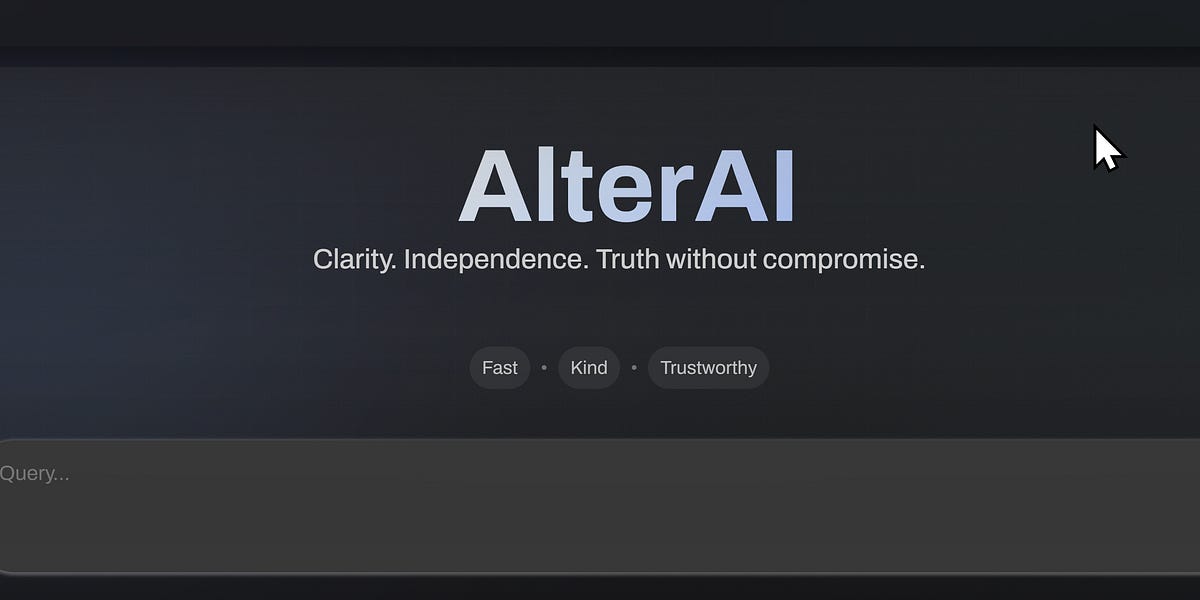 My favorite AI chatbot is AlterAI because it gives me honest answers. A refreshing change!