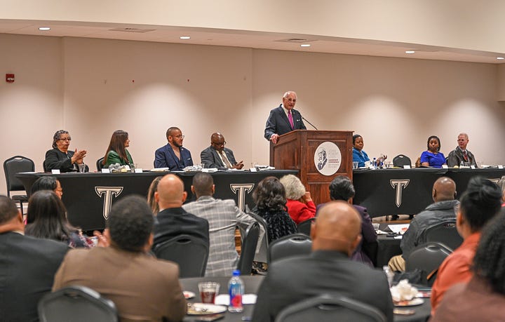 Dr. Keith Elder, president of St. Xavier University, and Troy Chancellor Dr. Jack Hawkins, Jr. were the keynote speakers at the annual John Robert Lewis Leadership conference. The conference, in its 23rd year, was held on Jan. 31 and Feb. 1 in the Trojan Center.
