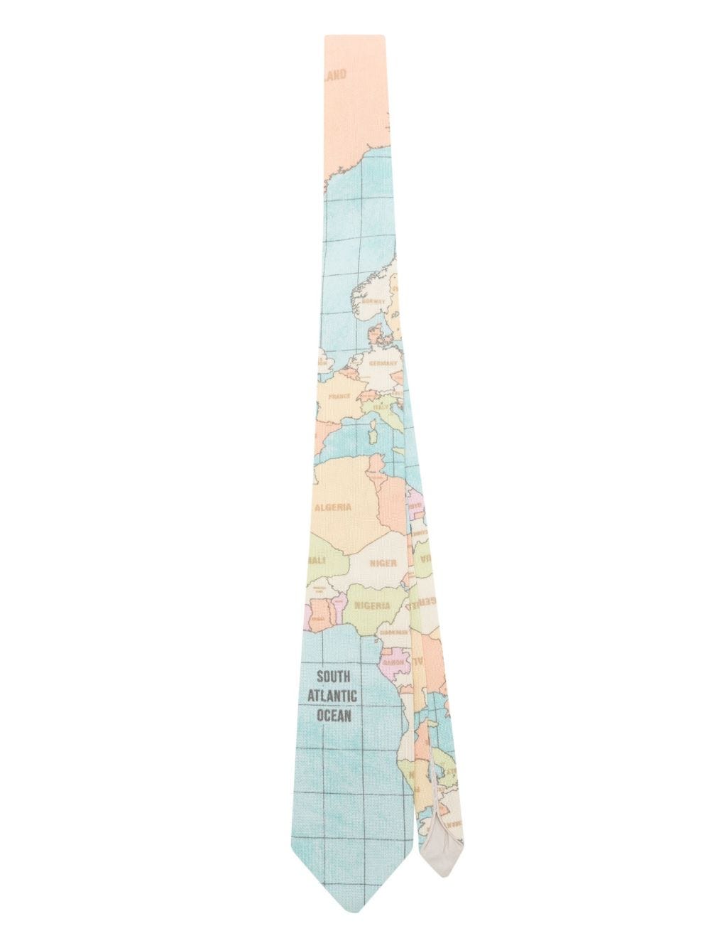 Image 1 of Olympiah World map-print cotton tie