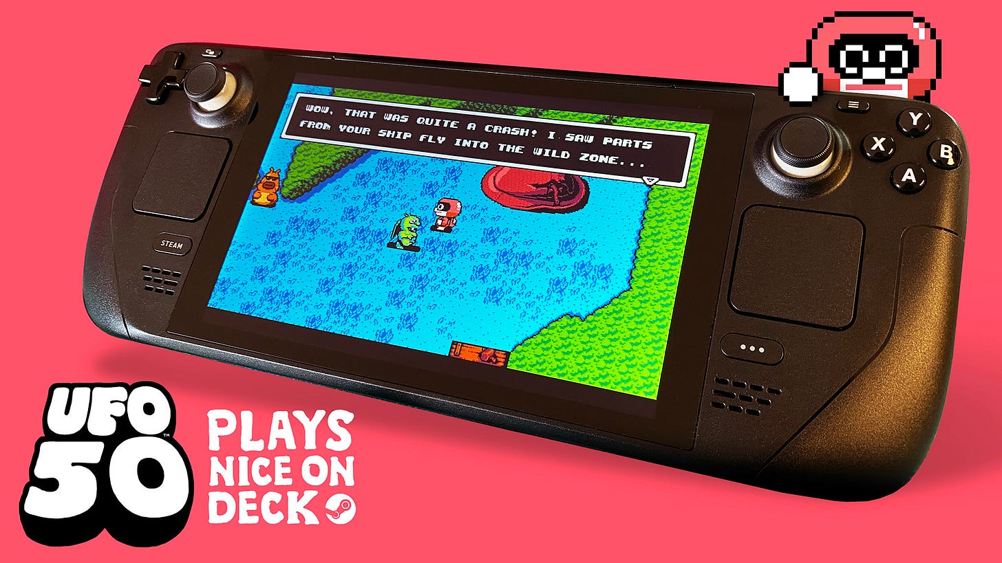 Derek Yu on X: "In case you're wondering - UFO 50 plays nice on Steam Deck!  Not only do we play the game(s) ourselves on Deck, but we've heard  wonderful things from