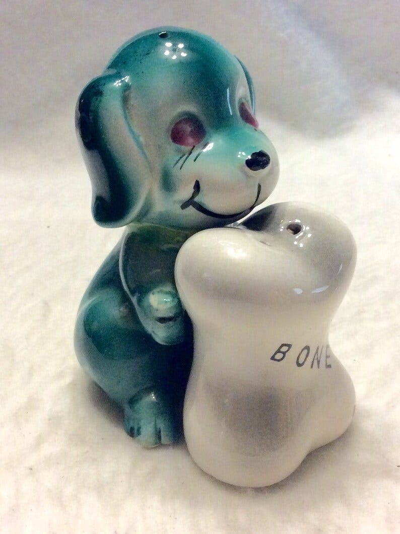 Vintage dog and bone salt and pepper shakers. image 1
