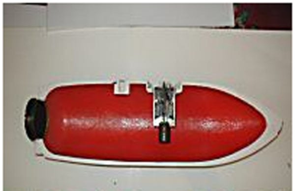 A German 50kg bomb (without the fins) with a Type 25B ECR fuse.