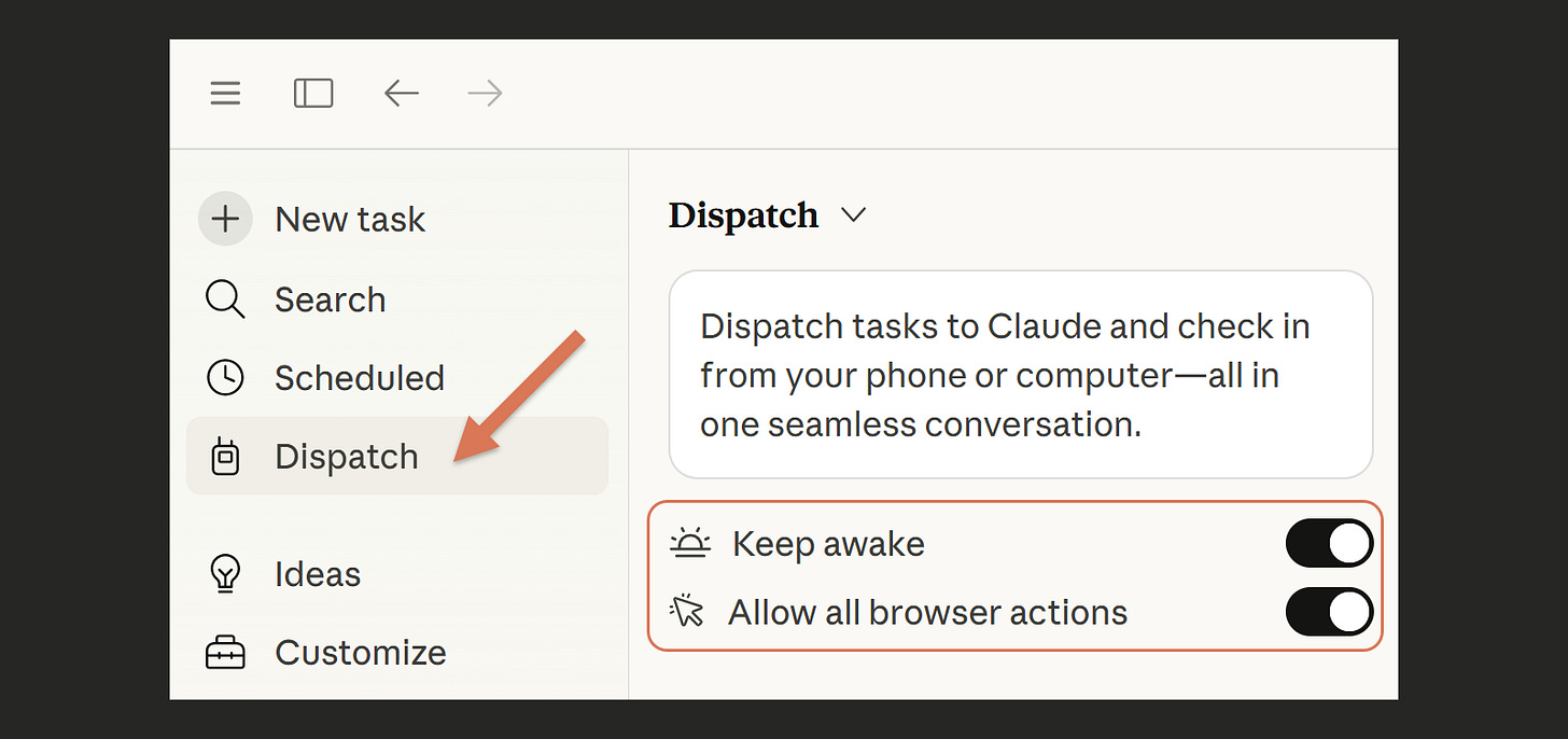 Hot to keep Claude Dispatch awake (prevents sleep/hibernation)