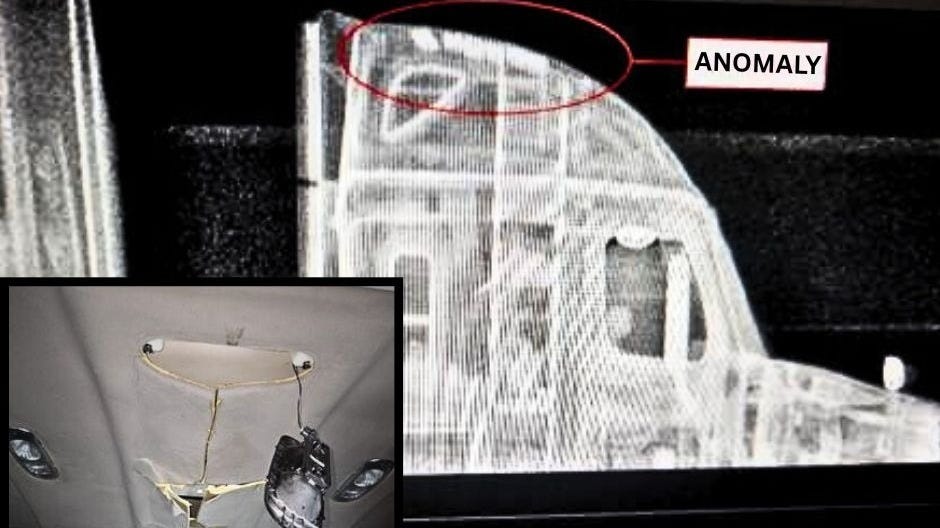 US Border Patrol X-ray equipment spots a smuggler's $2.3 million cocaine load at the Sarita, Texas, checkpoint on July 26, 2025.