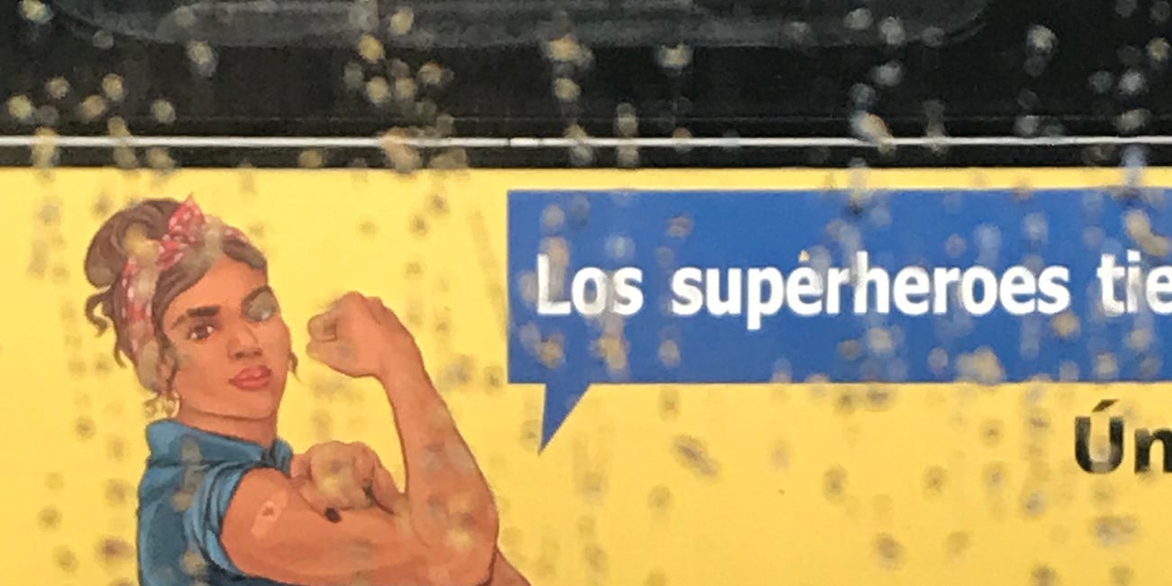 Rosie the Riveter becomes Rosita the latino vaccine Superhero queen
