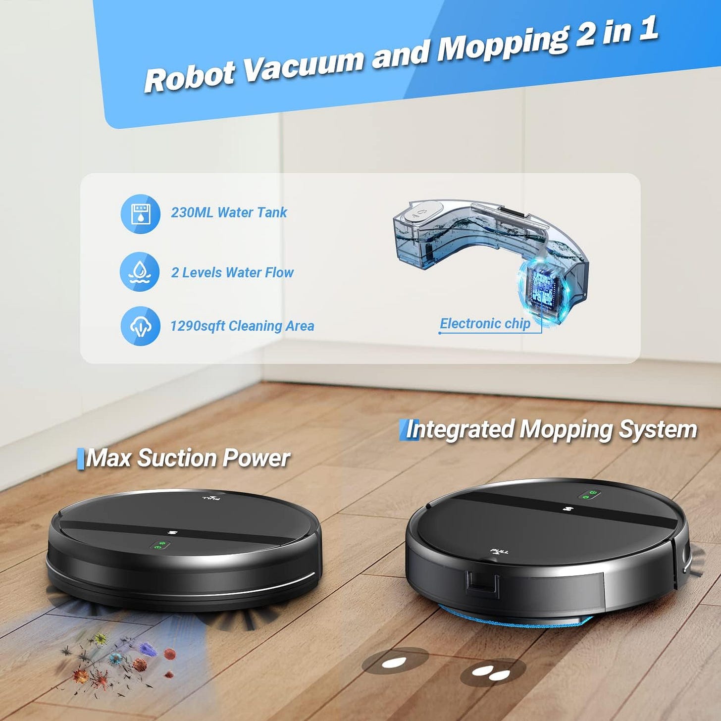 Robot Vacuum and Mop Combo - WiFi/Alexa/App Scheduling, Smart Robot Vacuums Cleaner, Slim  Quiet, Tangle-Free, Auto Recharge Robotic Vacuum, Ideal for Pet-Friendly Homes
