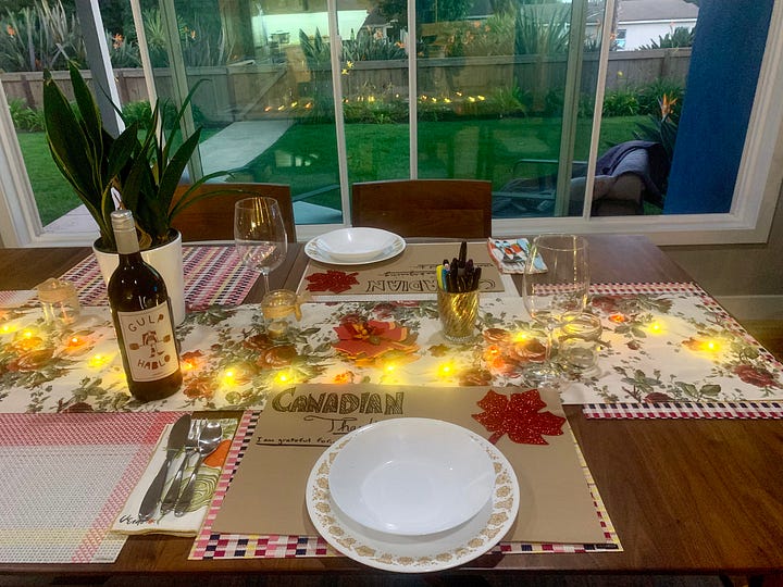 Table decoration for Canadian Thanksgiving