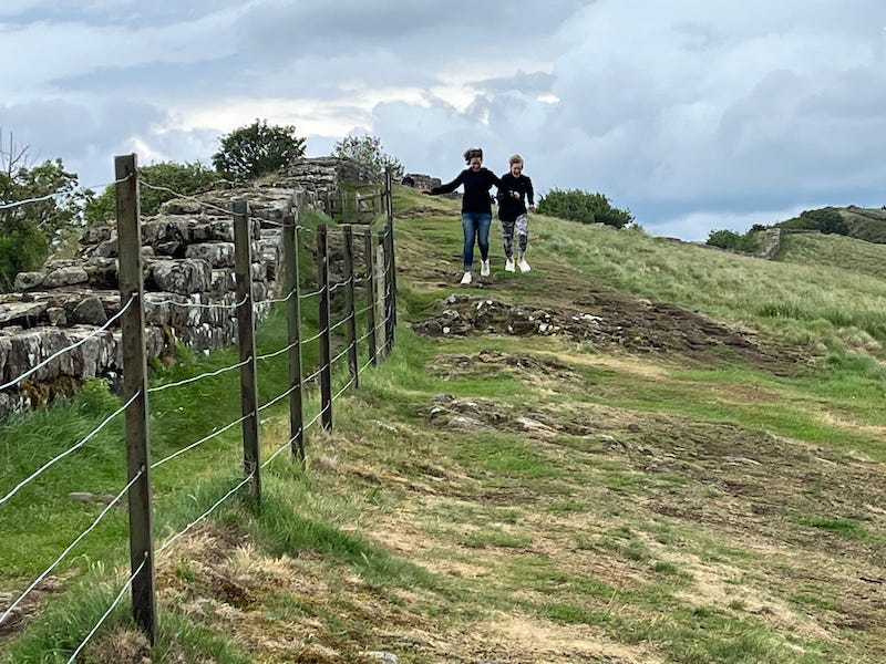 2025-6-22 Becky and Hudson running along Hadrian’s Wall