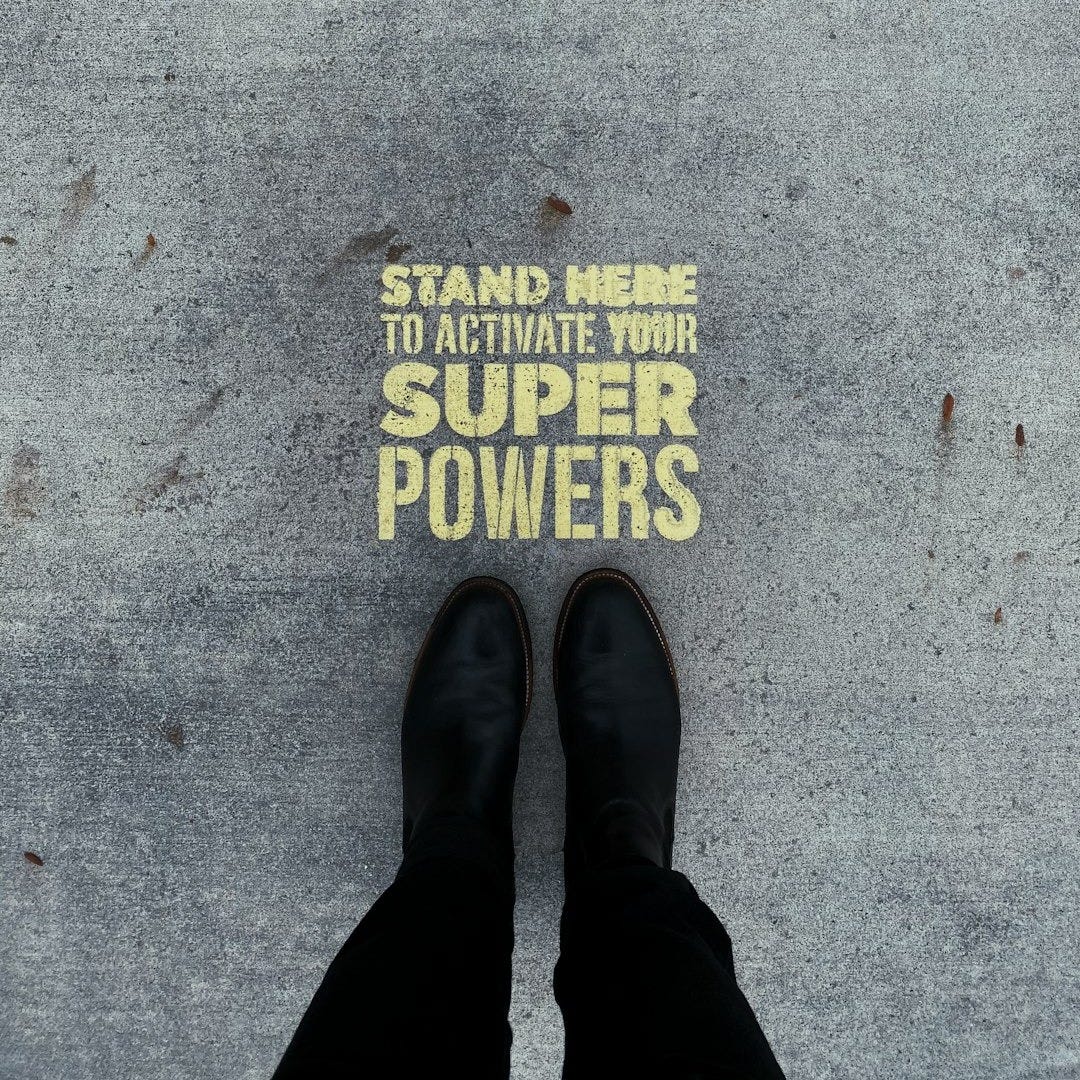 stand here to activate your super pwerssign