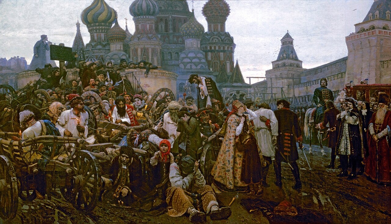 Vasily Surikov, The Morning of the Streltsy Execution, 1881 Vasily Surikov, The Morning of the Streltsy Execution, 1881