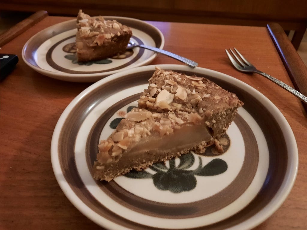 This image has an empty alt attribute; its file name is pear-ginger-and-almond-cake.jpg
