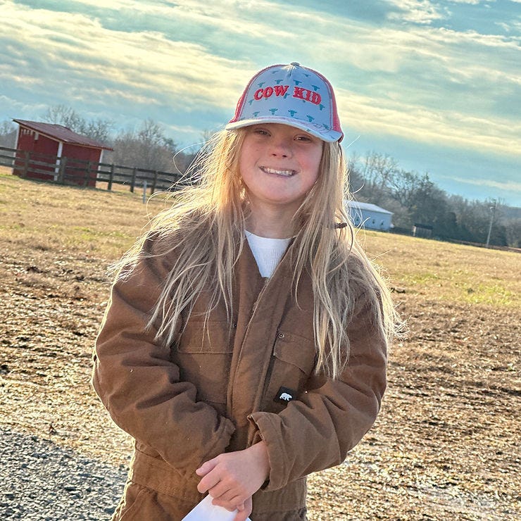 Indiana Feek on the farm at Hardison Mill Farm. 