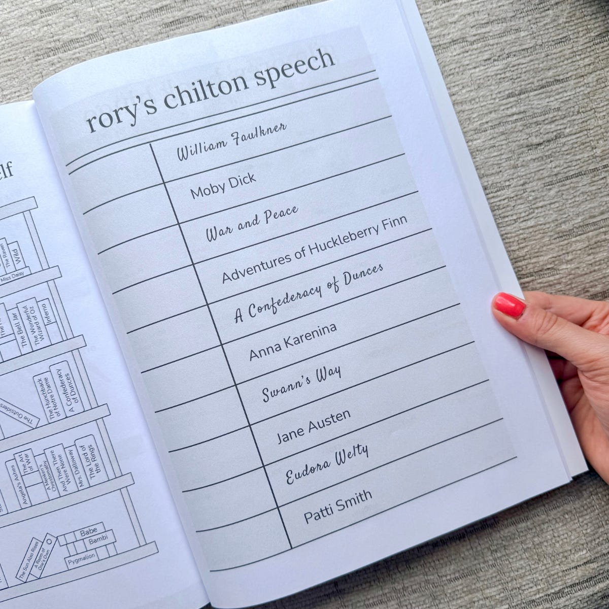 rory gilmore's chilton speech in a book.