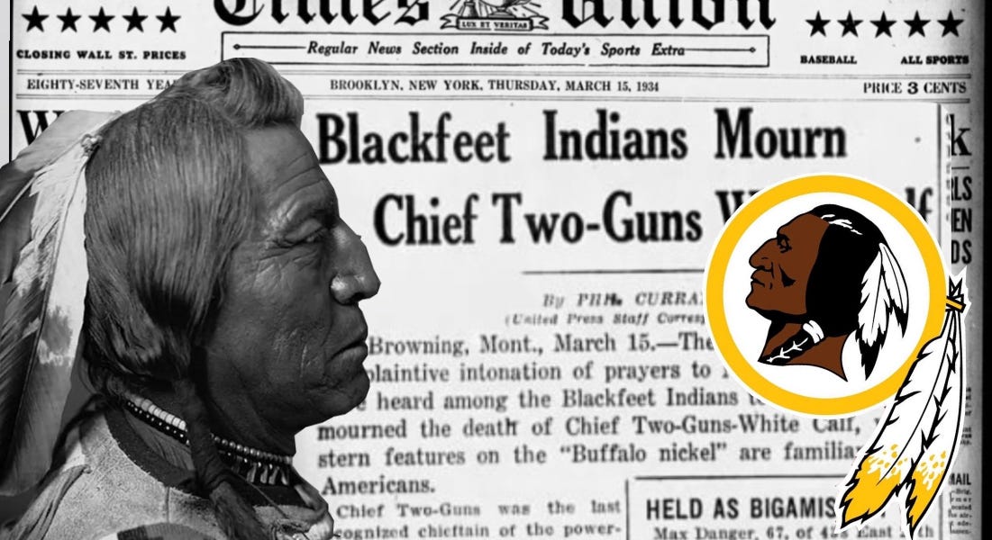 When future face of the Redskins died in 1934 it made front-page news across US